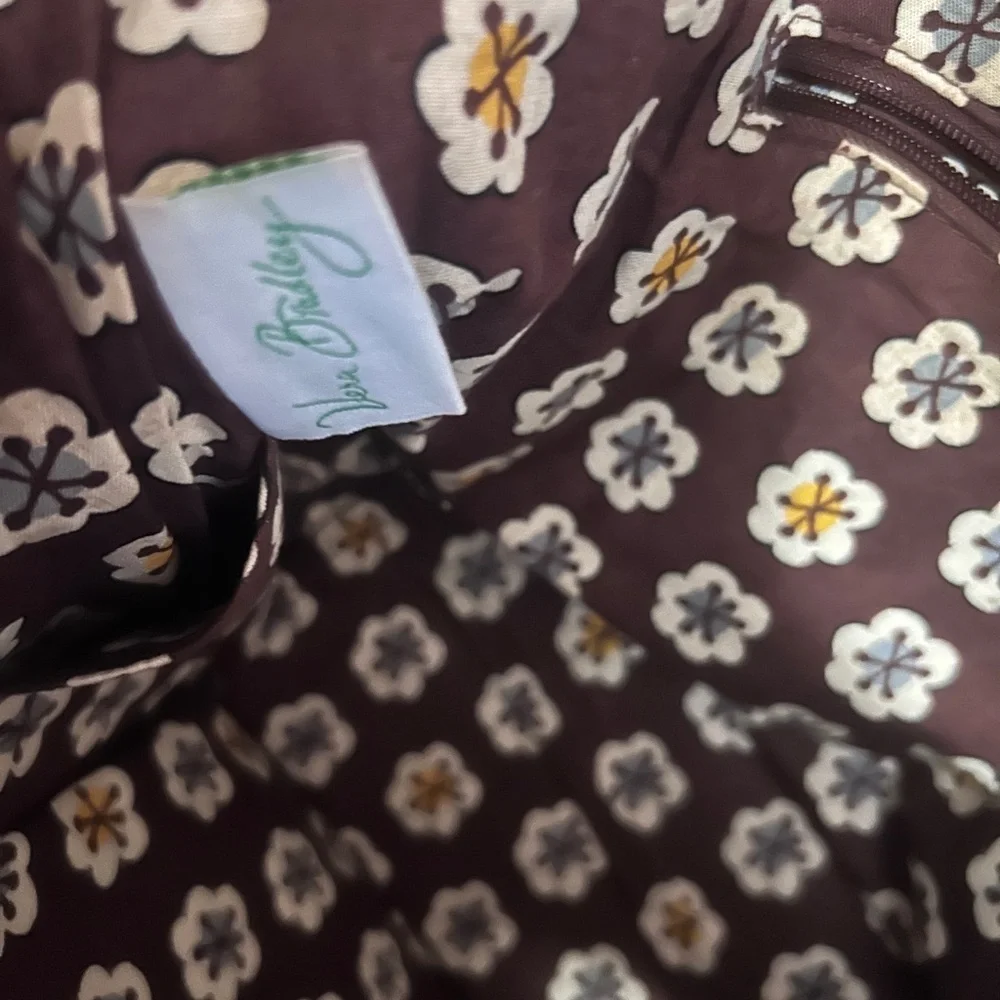 Vera Bradley Slate Blooms Large Hobo Shoulder Bag Brown White Blue Yellow Purse